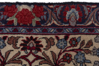 Persian Songhor accent rug in cream and navy, view 8 of 9