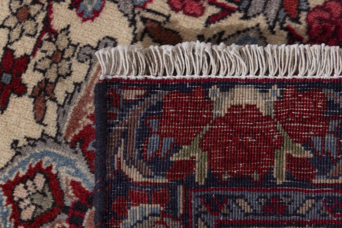 Persian Songhor accent rug in cream and navy, view 9 of 9