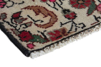 Persian Hamadan accent rug in ivory and deep red, view 6 of 10
