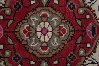 Persian Hamadan accent rug in ivory and deep red, view 8 of 10