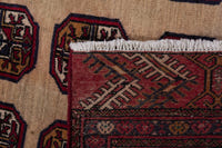 Persian Torkaman accent rug in tan and deep red, view 8 of 8