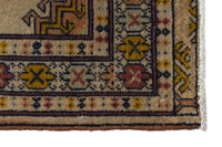 Persian Torkaman accent rug in beige and ochre, view 5 of 10