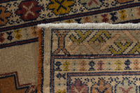 Persian Torkaman accent rug in beige and ochre, view 10 of 10
