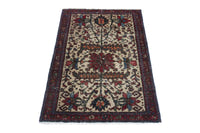 Persian Gharajeh accent rug in cream and deep red, view 3 of 10
