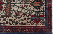 Persian Gharajeh accent rug in cream and deep red, view 5 of 10