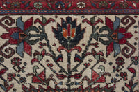 Persian Gharajeh accent rug in cream and deep red, view 7 of 10