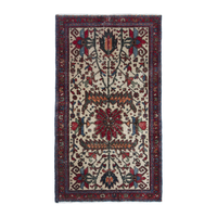 Persian Gharajeh accent rug in cream and deep red, 2'4" x 3'11"