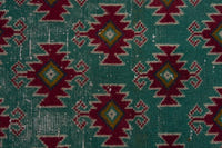 Persian Torkaman accent rug in emerald and deep red, view 7 of 8