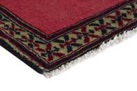 Persian Kashan accent rug in faded red and dusty blue, view 6 of 10