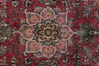 Persian Hamadan accent rug in faded red and cream, view 7 of 9