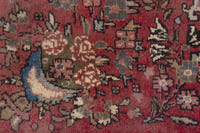 Persian Hamadan accent rug in faded red and cream, view 8 of 9