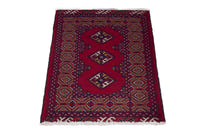 Persian Torkaman accent rug in burgundy and deep red, view 3 of 9
