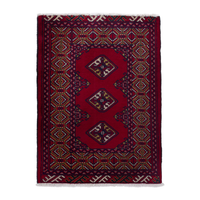 Persian Torkaman accent rug in burgundy and deep red, 2' x 2'11"