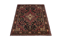 Persian Malayer accent rug in black and deep red, view 3 of 10