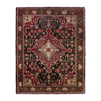 Persian Malayer accent rug in black and deep red, 2'2" x 2'11"