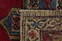 Persian Heriz accent rug in deep red and dusty blue, view 9 of 9