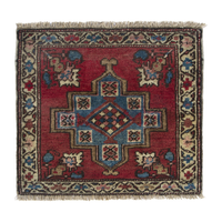 Persian Heriz accent rug in deep red and dusty blue, 1'9" x 1'7"