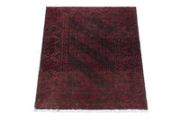Persian Baluch accent rug in deep red and black, view 3 of 9