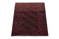 Persian Baluch accent rug in deep red and black, view 4 of 9