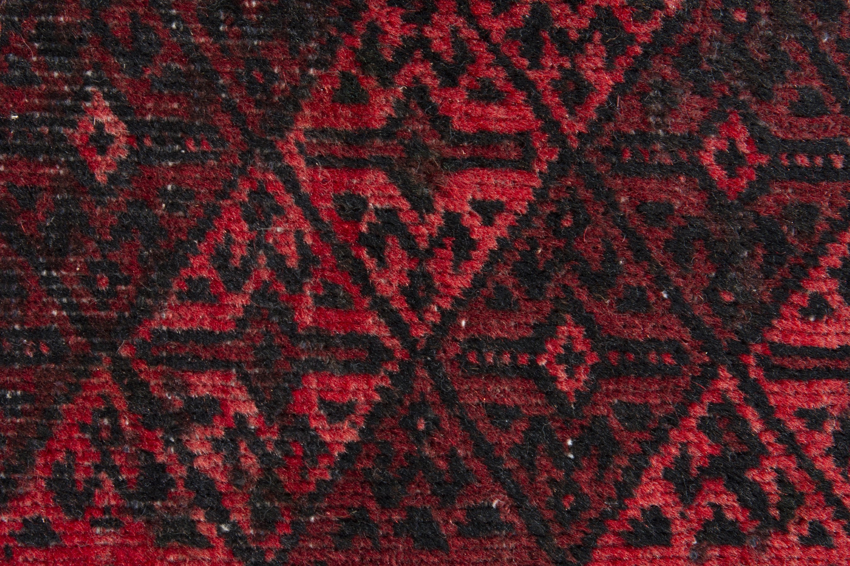 Persian Baluch accent rug in deep red and black, view 6 of 8