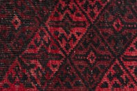 Persian Baluch accent rug in deep red and black, view 7 of 9