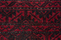 Persian Baluch accent rug in deep red and black, view 8 of 9