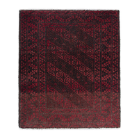 Persian Baluch accent rug in deep red and black, 2'4" x 2'9"