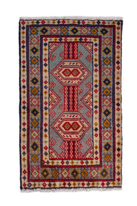 Persian Torkaman accent rug in stone and cream, view 2 of 8