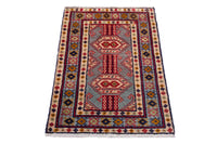 Persian Torkaman accent rug in stone and cream, view 3 of 8