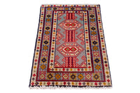 Persian Torkaman accent rug in stone and cream, view 4 of 8