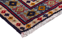 Persian Torkaman accent rug in stone and cream, view 6 of 8