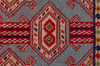 Persian Torkaman accent rug in stone and cream, view 7 of 8