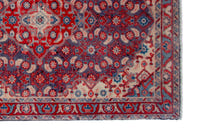 Persian Mahal accent rug in slate blue and deep red, view 5 of 10
