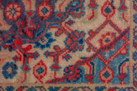 Persian Mahal accent rug in slate blue and deep red, view 9 of 10