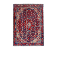 Persian Mahal accent rug in slate blue and deep red, 2' x 2'5"