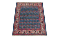 Persian Arak accent rug in denim and cream, view 3 of 9