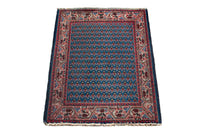 Persian Arak accent rug in denim and cream, view 4 of 9