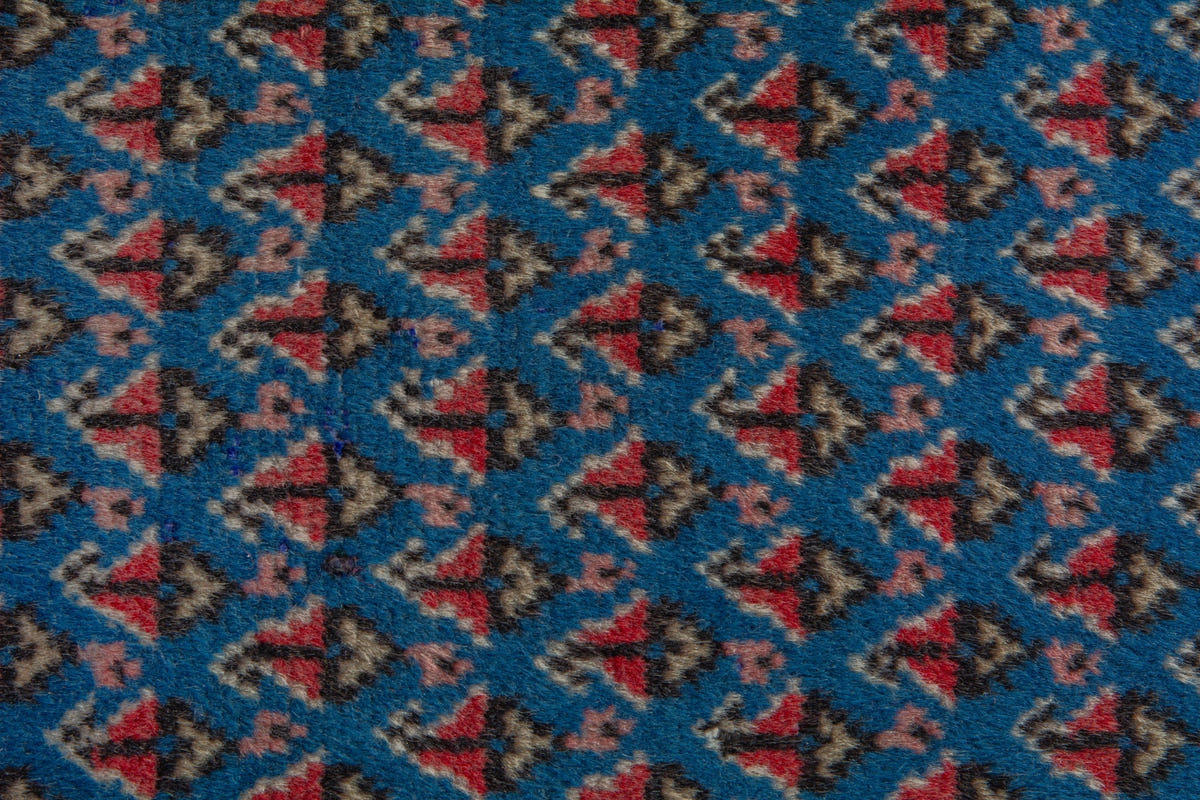 Persian Arak accent rug in denim and cream, view 8 of 9
