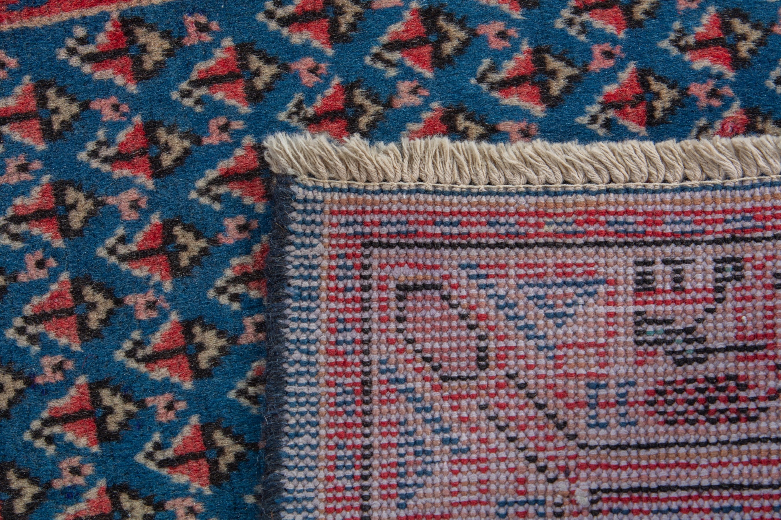 Persian Arak accent rug in denim and cream, view 8 of 8