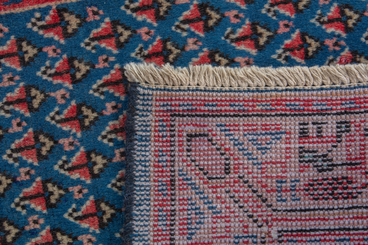 Persian Arak accent rug in denim and cream, view 9 of 9