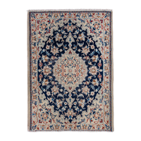 Persian Nain accent rug in navy and cream, 2' x 2'7"