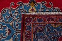 Persian Kashan accent rug in deep red and dusty blue, view 8 of 8