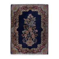 Persian Kerman accent rug in navy and burgundy, 1'10" x 2'4"