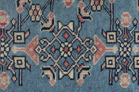 Persian Hamadan accent rug in dusty blue and cream, view 7 of 10