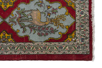 Persian Shahreza accent rug in deep red and powder blue, view 5 of 10