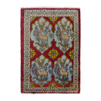 Persian Shahreza accent rug in deep red and powder blue, 2' x 3'