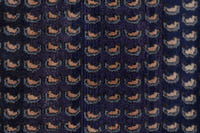 Persian Songhor accent rug in navy and dusty rose, view 8 of 9