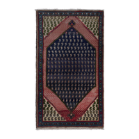 Persian Songhor accent rug in navy and dusty rose, 2'6" x 4'5"