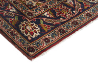 Persian Kashan accent rug in deep red and navy, view 6 of 10