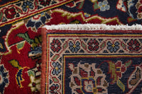 Persian Kashan accent rug in deep red and navy, view 10 of 10